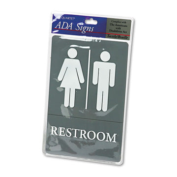 Headline® Sign Ada Sign, Restroom Symbol Tactile Graphic, Molded Plastic, 6 X 9, Gray freeshipping - TVN Wholesale